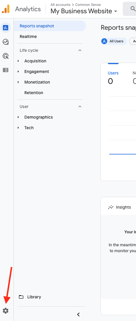 how to share Google Analytics access step 1