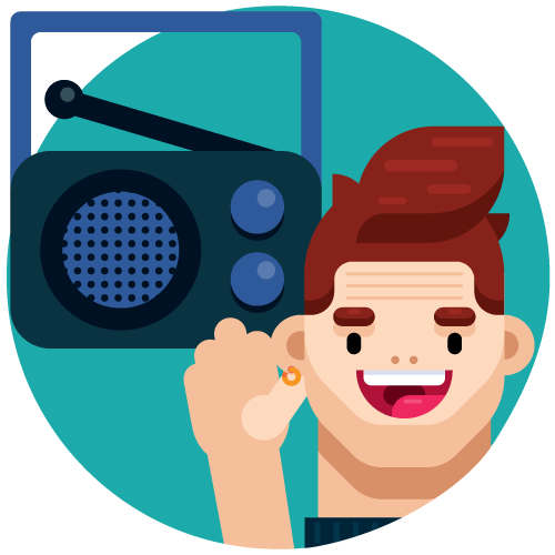man listening to a traditional radio ad