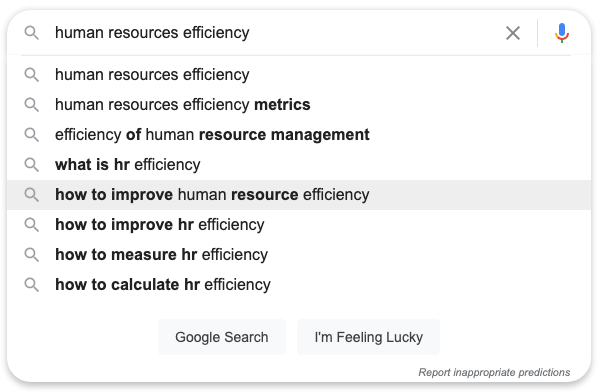Google FU example HR Efficiency
