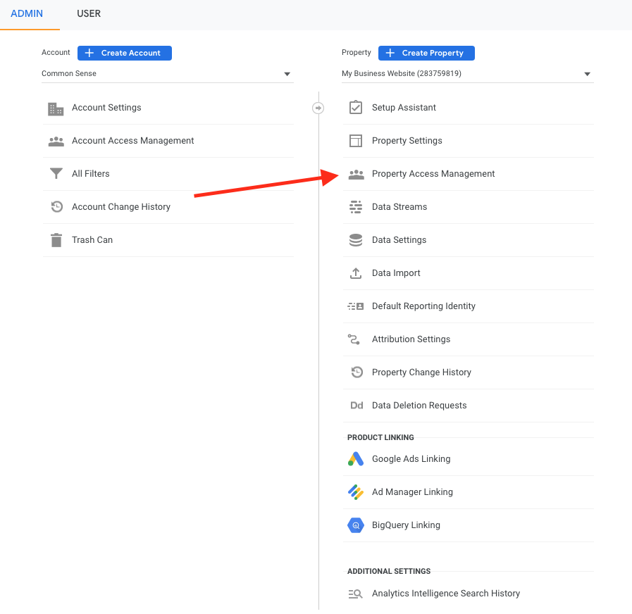 Share Google Analytics Access Step 2