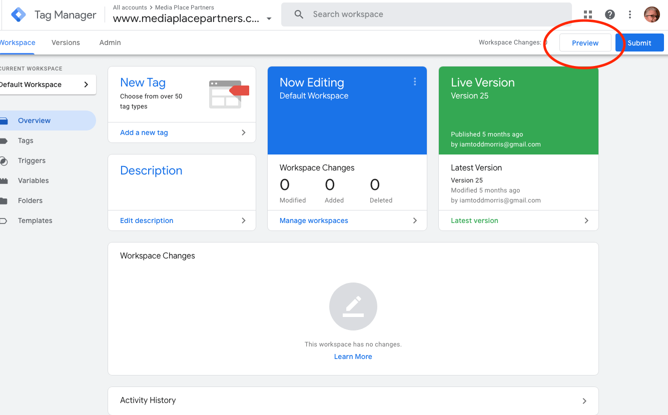 test Google Tag Manager implementation step 1