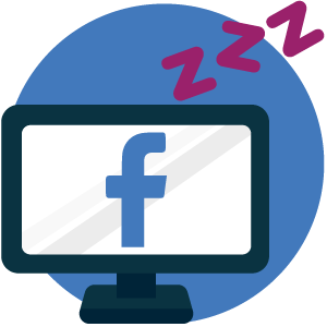 a computer screen showing Facebook, asleep