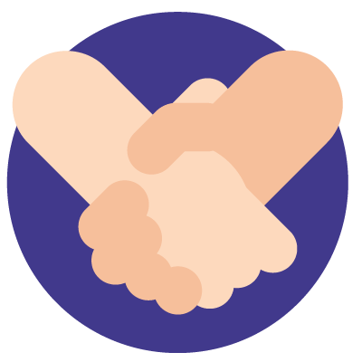 Two people shaking hands and building trust